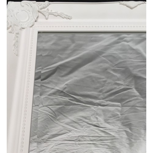 205 - Ornate white frame bevelled edge embossed mirror featuring Concorde 80x60cm