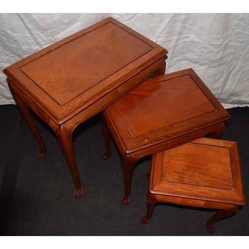 200 - Nest of hardwood side tables on cabriole legs