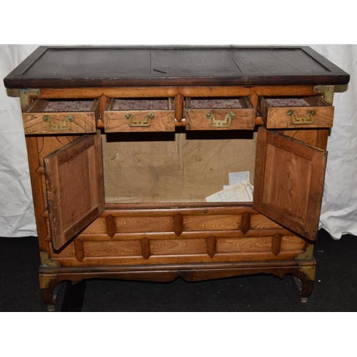 211 - Vintage oriental 2 door, 4 drawer cabinet, some restoration required. 97cm wide x 46cm deep x 81cm t... 