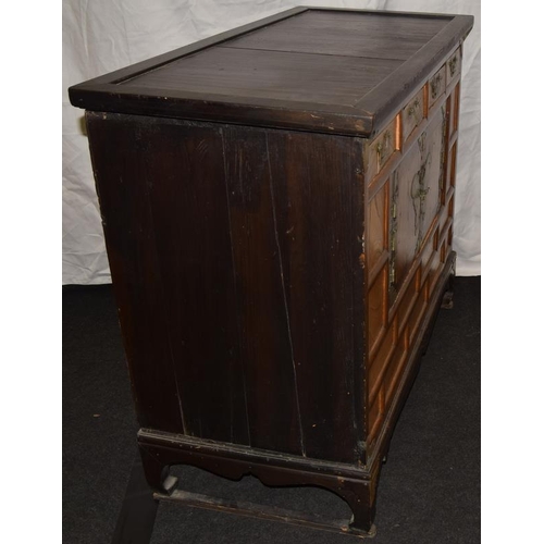 211 - Vintage oriental 2 door, 4 drawer cabinet, some restoration required. 97cm wide x 46cm deep x 81cm t... 