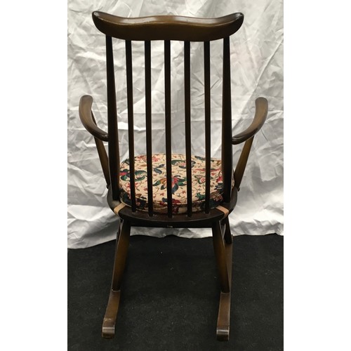 218 - Ercol stickback rocking chair with cushion 86x62x70cm.