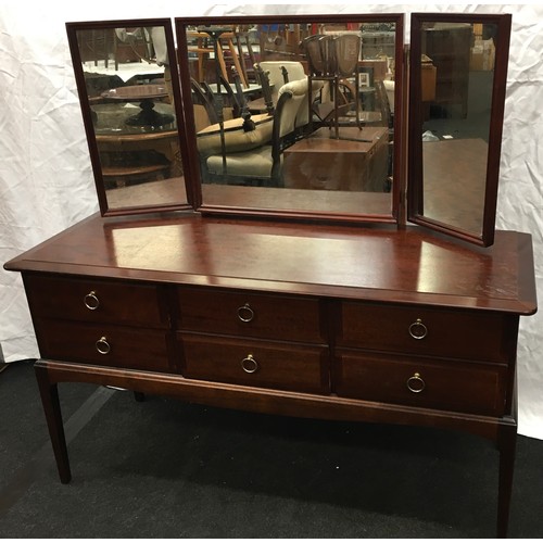 219 - Stag Minstrel dressing table with tri fold mirror to top 128x131x46cm.