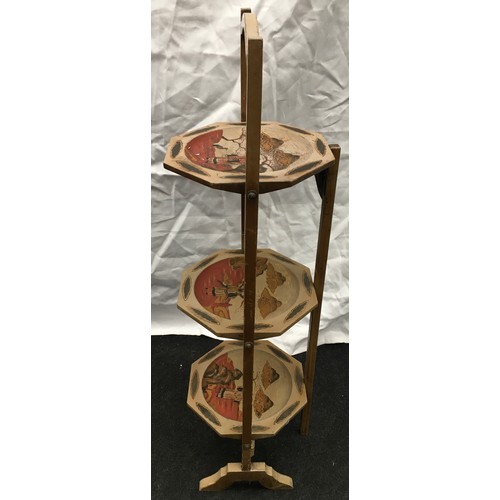 228 - Japanese lacquer cake stand 83cm tall.