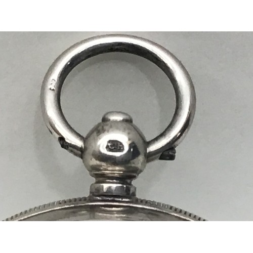 32 - Silver pocket watch by Kay Worcester complete with key.