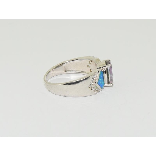 30 - A colourful 925 silver ring, Size P 1/2.