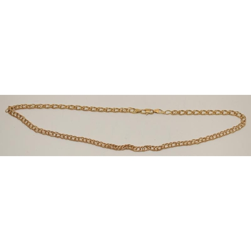 37 - 9ct gold rope link neck chain. 19