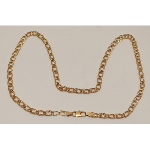 37 - 9ct gold rope link neck chain. 19