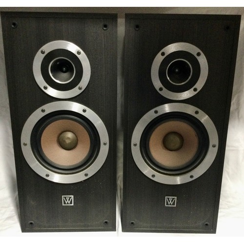 453 - PAIR OF WHARFEDALE E200I SPEAKERS. These are 100 watt speakers and are 2 way with removable fronts.