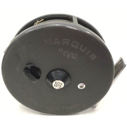 1 - Quality Hardy Bros Marquis #8/9 centrepin fly fishing reel c/w spare spool and protective case