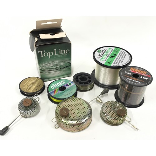 16 - Large quantity of coarse fishing accessories to include landing nets, rod rests, fishing line, weigh... 
