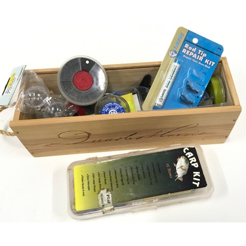 16 - Large quantity of coarse fishing accessories to include landing nets, rod rests, fishing line, weigh... 