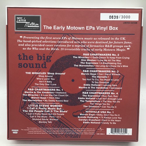 114 - MOTOWN EP BOX SET. The Early Motown EP’s Ltd edition set numbered 0639/3000. Containing 7 records an... 