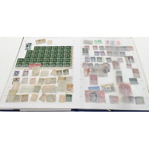 54 - 5 stockbooks of world stamps plus a hard back lined notebook