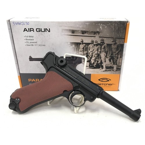 104 - Quality Gletcher Parabellum Lugar .177 air pistol in excellent boxed condition.*RESTRICTIONS APPLY. ... 