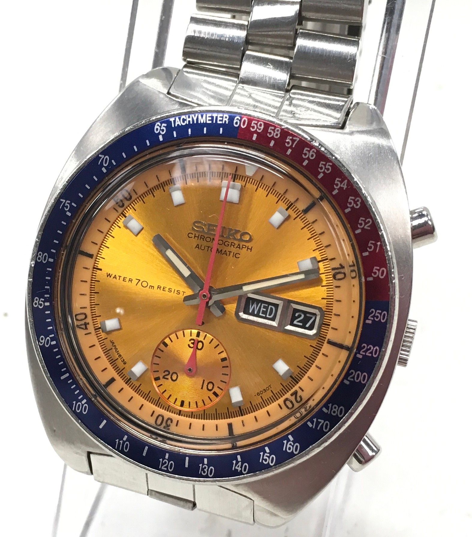 Collectible Seiko 6139-6002 'Pogue' automatic chronograph. Fully working,  chronograph resets to zero