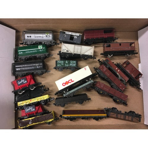 122 - 20+ mixed make N Gauge freight wagons.