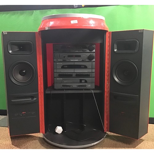 459 - COCA COLA DISPLAY HIFI SYSTEM. Houses an Akura stereo which works but has no remote. This system has... 