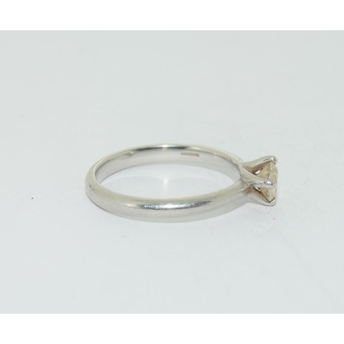 500 - Platinum ladies diamond solitaire ring of approx 0.25ct set in a diagonal setting size M