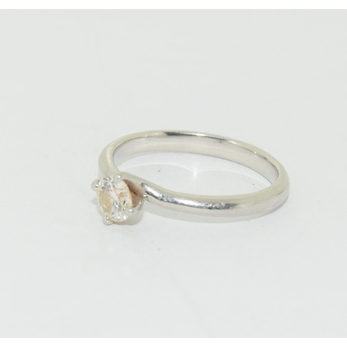 500 - Platinum ladies diamond solitaire ring of approx 0.25ct set in a diagonal setting size M