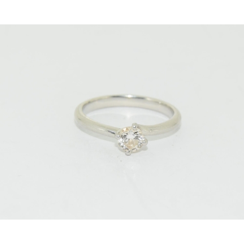 500 - Platinum ladies diamond solitaire ring of approx 0.25ct set in a diagonal setting size M