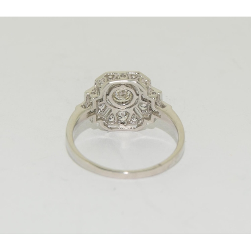 561 - Pretty Platinum Art Deco diamond ring size M