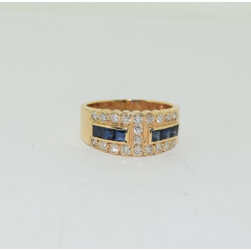 497 - 18ct gold Art Deco Sapphire and Diamond ring size J