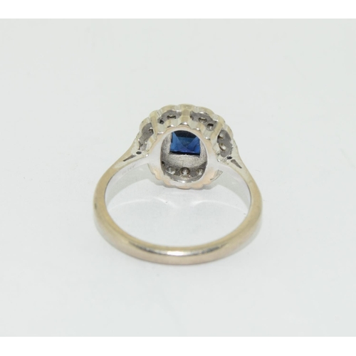 516 - 18ct gold ladies Art Deco Diamond and Sapphire ring size N