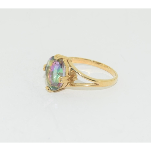 467 - 9ct gold Mystic Topaz ring size N