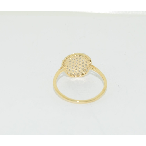 487 - 9ct gold ladies Diamond target style ring size Q