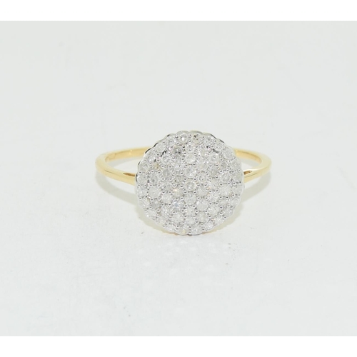 487 - 9ct gold ladies Diamond target style ring size Q