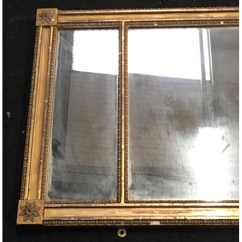 352 - Antique gilt framed three section wall mirror 57x113cm.