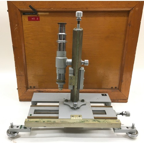 328 - Quality vintage scientific travelling microscope in original wooden case. Unbranded