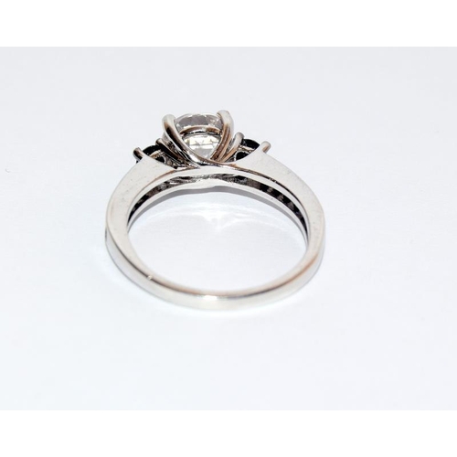 514 - Created solitaire/black diamond WG/925 silver ring. Size J 1/2.