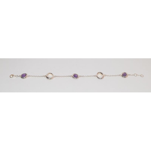 544 - Designer Amethyst 925 silver bracelet.