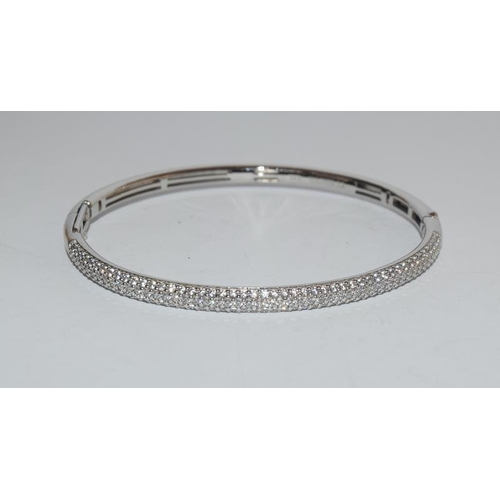 608 - Ti Sento CZ pave set 925 silver designer bangle.