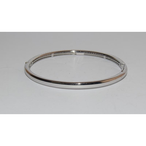 608 - Ti Sento CZ pave set 925 silver designer bangle.