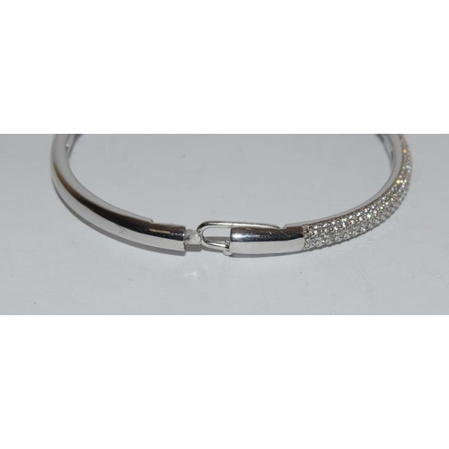 608 - Ti Sento CZ pave set 925 silver designer bangle.