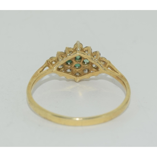 461 - A gold on 925 silver with emerald and CZ stones, Size R.