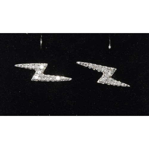 508 - Pair of 18ct White Gold Diamond Lightening Bolt Stud Earrings