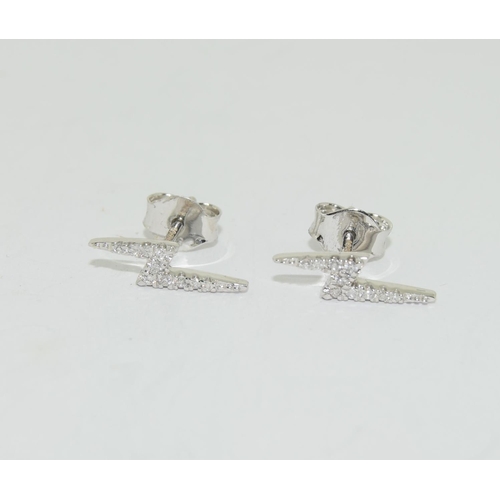 508 - Pair of 18ct White Gold Diamond Lightening Bolt Stud Earrings