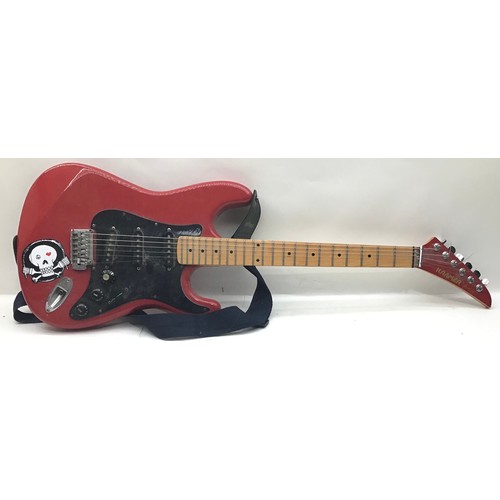 493 - KRAMER STRAT COPY ELECTRIC GUITAR. Amercian made Kramer Aero Star ZX30 in Chilli Red The serial numb... 