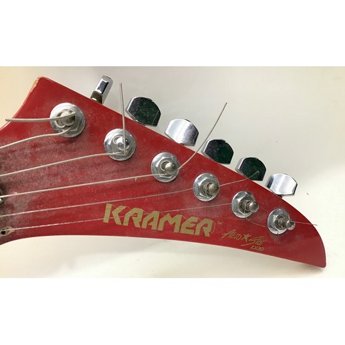 493 - KRAMER STRAT COPY ELECTRIC GUITAR. Amercian made Kramer Aero Star ZX30 in Chilli Red The serial numb... 