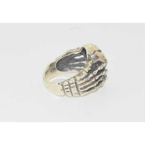 382 - Large silver Scull ring size R