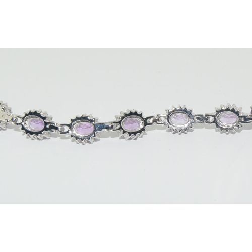 386 - Silver amethyst line bracelet