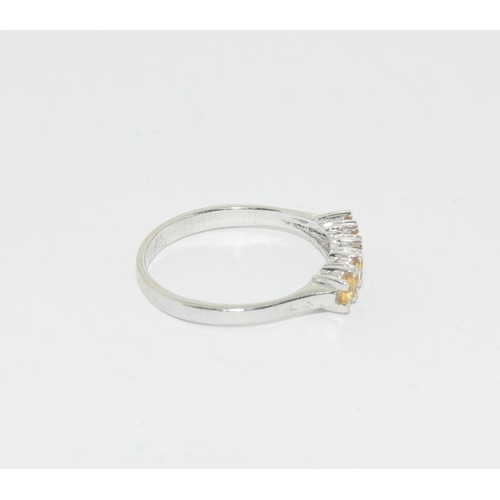 373 - 9ct white gold ladies citron bar ring size N