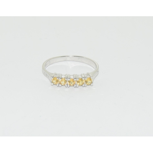 373 - 9ct white gold ladies citron bar ring size N