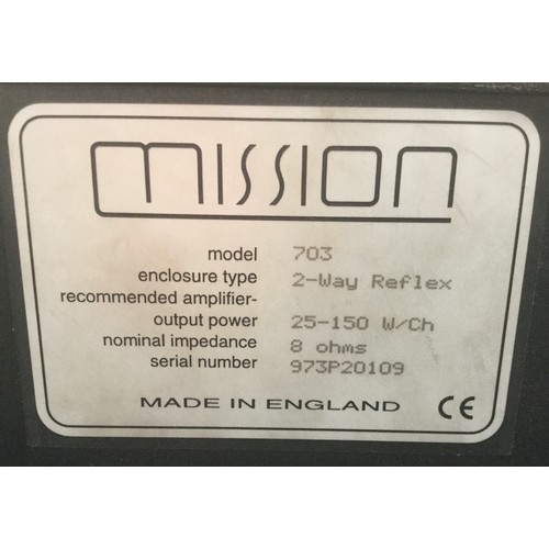 464A - PAIR OF MISSION 703 SPEAKERS. Mission 703 floor standing speakers are in good original condition inc... 