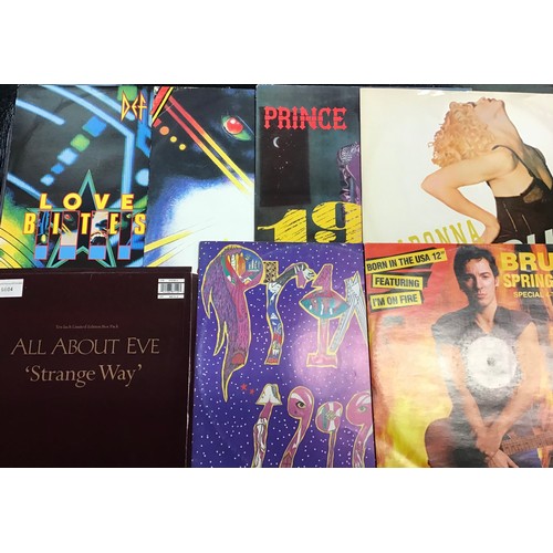 196A - BOX OF VARIOUS 12” VINYL SINGLES. Artists include New Order - Guns ‘N’ Roses - Def Leppard - Madonna... 