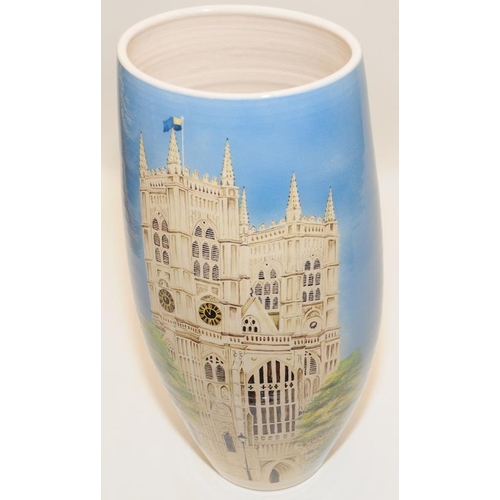 24 - Poole Pottery outstanding large limited edition Royal Wedding / Westminster Abbey oval vase hand pai... 