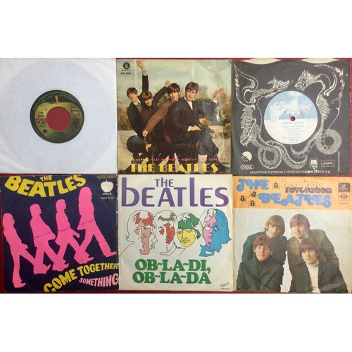 275 - VARIOUS FOREIGN BEATLE RELATED SINGLE RECORDS. This selection are from Portugal - Italy - Brasil and... 